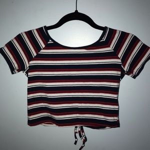 🌼3/$30🌼 Striped Crop Tee w Lace Up Back